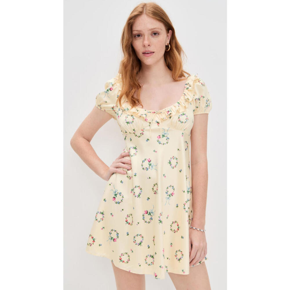 NWT! For Love & Lemons Jaida Mini Dress in Yellow Size Small